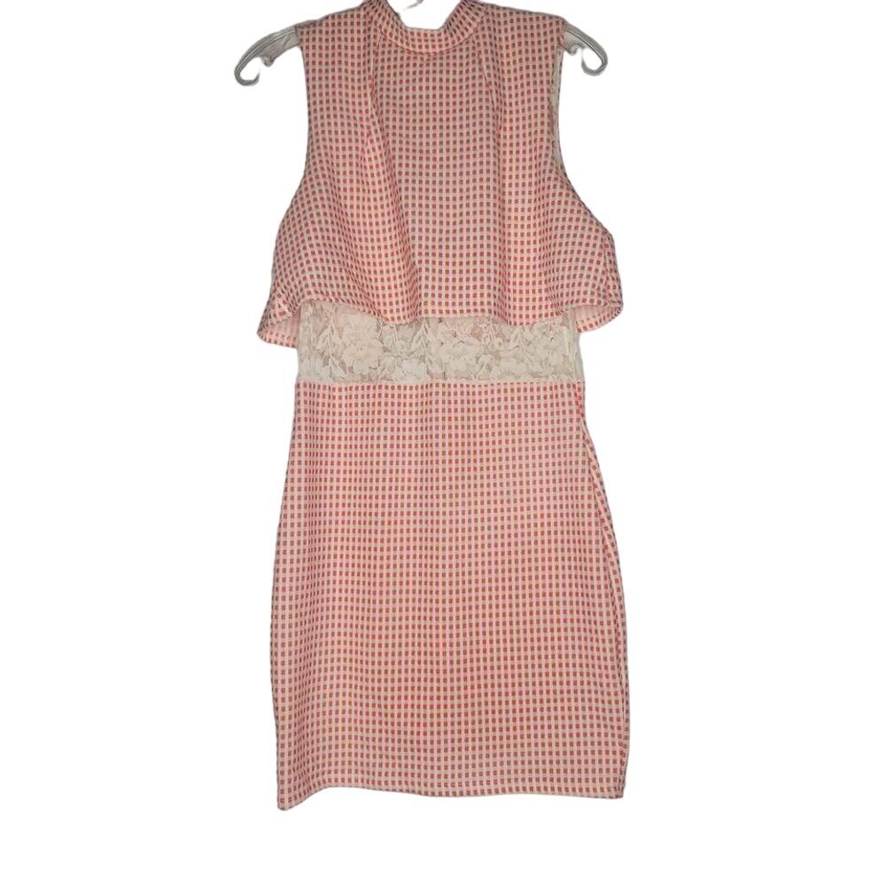 VTG Women Charlotte Russe L Dress Gingham Lace‎ Summer RockaBilly Y2K Cottage